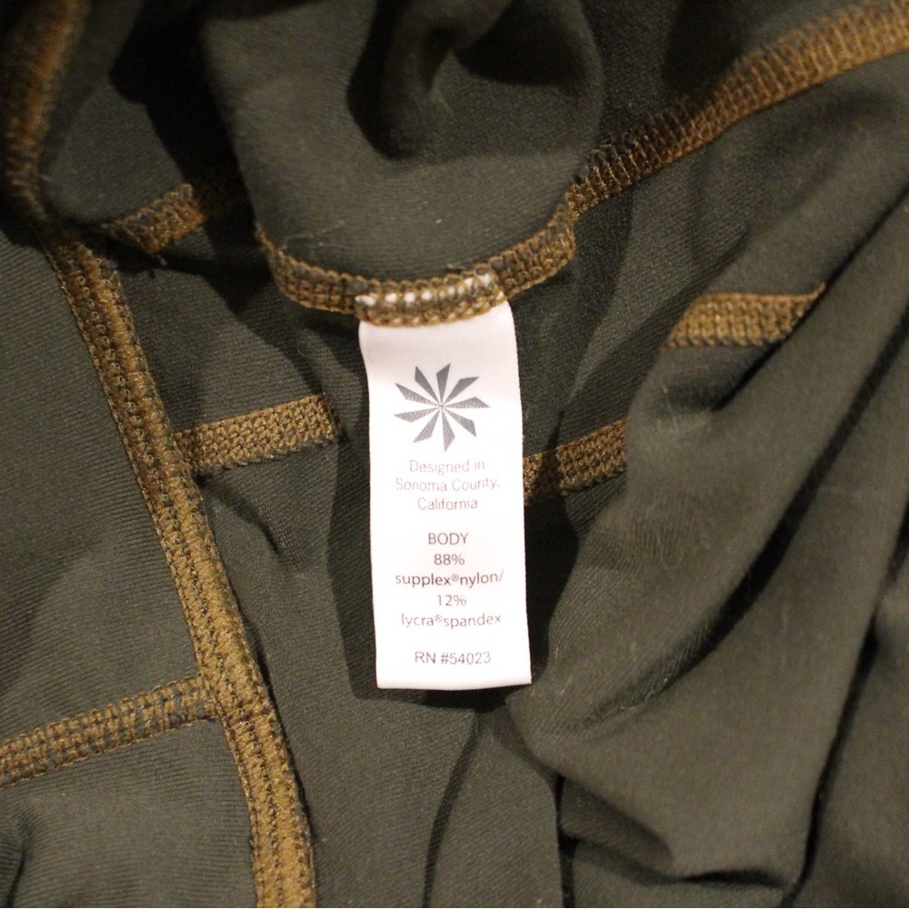 Athleta Green Contrast Stitch Leggings | Size S - Picture 5 of 5